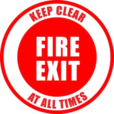 5S Supplies Fire Exit - Keep Clear 16in Diameter Non Slip Floor Sign FS-FIREEXIT-16